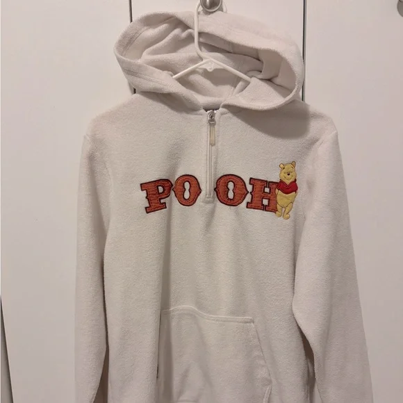Vintage Disney Winnie the Pooh Quarter Zip Sweatshirt Cream Pullover collectible - Picture 3 of 5